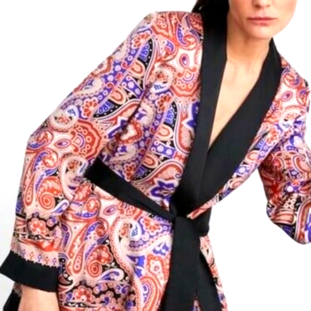 Zara Flowing Paisley Print Blazer M
